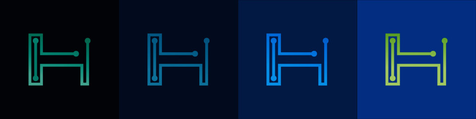 Letter H logo, Technology and digital abstract dot connection