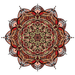 Colorful circle mandala, asian, indian motifs. 