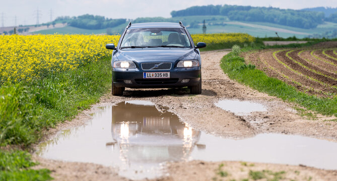 Volvo V70 Station Wagon On An Unpaved Road