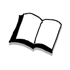 open book vector illustration on white background. hand drawn vector. modern scribble, simple sketching with pen. doodle for kids, learning, study, library, reading, logo, sticker, clip art. 