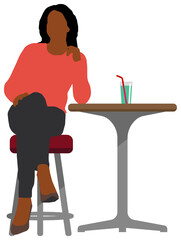Black people (daily common life ) silhouette vector illustration / woman in a cafe