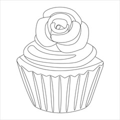coloring. cake in a linear style. illustration in doodle style