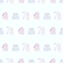 Seamless pattern with cute rabbits on a turquoise backgroundSeamless pattern with cute rabbits on a turquoise background