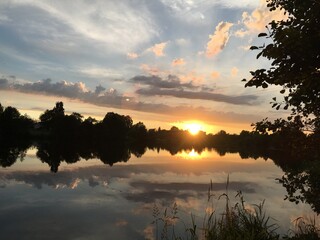 sunset over the river