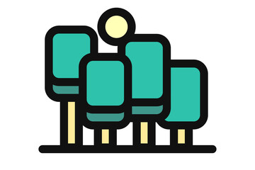 Line trees icon. Forest concept line icon on white background. Simple element illustration. Forest tree concept filled bold outline symbol design. Nature background. Modern vector style for web, apps.