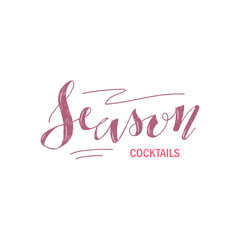 Vector illustration of season cocktails lettering for banner, poster, flyer, postcard, logo, advertisement, book cover design. Handwritten text for template, signage, billboard, print, décor 
