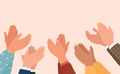 Clapping hands, different people applaud. illustration in flat style