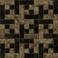 Geometric pattern ceramic tiles with natural granite texture. Element for interior design