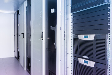Server room with a row of server racks