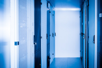 Server room with a row of server racks