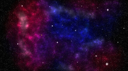 Fototapeta na wymiar Night sky with stars and nebula. Red and blue starry sky background.