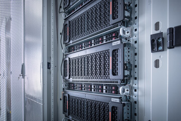 Server rack inside data center room