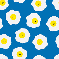 Seamless pattern with cartoon fried eggs. for fabric print, textile, gift wrapping paper. colorful vector for kids, flat style