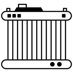 Car radiator Design, Auto Engine Cooling Components Concept Vector Glyph Icon, Motor Vehicle Service and automobile repair shop Symbol on White background 