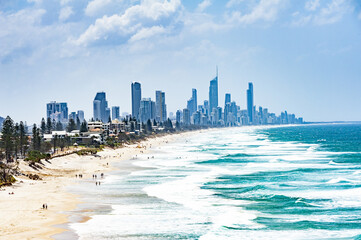 Naklejka premium Gold Coast city with Surfer Paradise beach in Australia