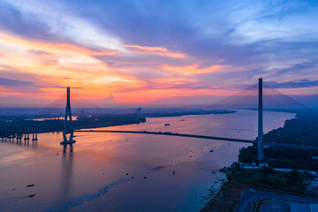 Can Tho bridge Aerial view is famous bridge in mekong delta, Vietnam
