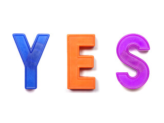 YES in plastic letters