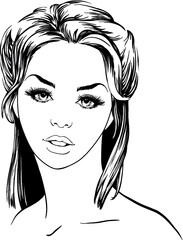 Portrait of a beautiful woman face with beautiful eyes. Cute girl