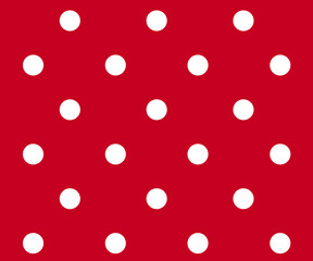 Vintage polka dots white and red pattern, colorful background - vector abstract background
