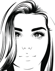 Portrait of a beautiful woman face with beautiful eyes. Cute girl