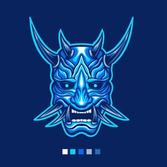 Blue Oni mask illustration