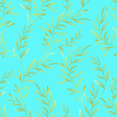 pattern, ornament of gold leaves and flowers on the background