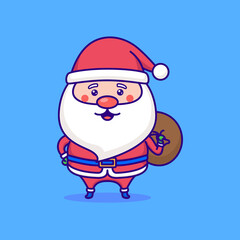 Santa Claus carrying present sack cartoon illustration