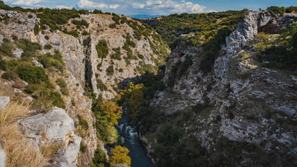 Fototapeta na wymiar Aggitis canyon at Greece from above