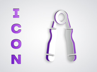 Paper cut Sport expander icon isolated on grey background. Sport equipment. Paper art style. Vector.