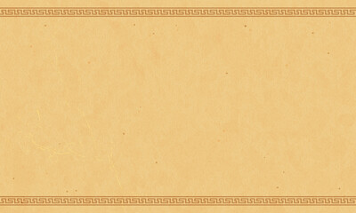 Antique papyrus paper with Greek ornaments. Marble background.