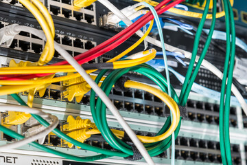 ethernet cables connected to server switch