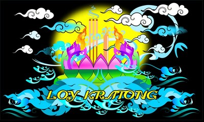 Loy kratong festival in Thailand style