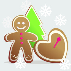 Gingerbread man with gingerbread cookies