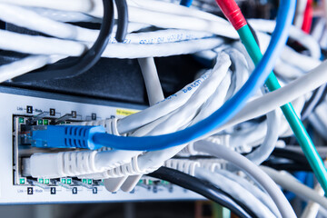 patch cables connected to data router