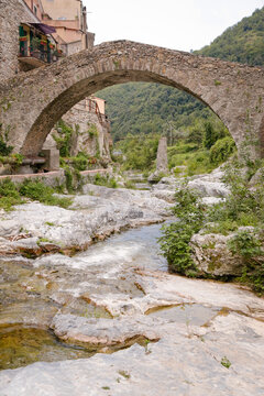Zuccarello, Italian roman city of the Ligurian riviera, in summer days 