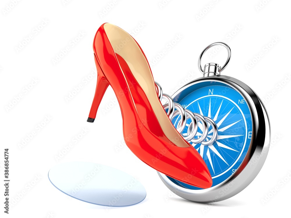 Poster red heel with compass