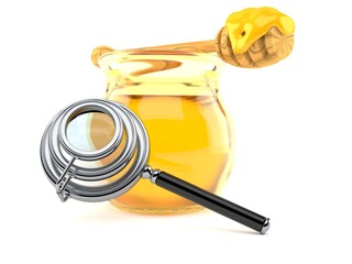 Honey jar with magnifying glass