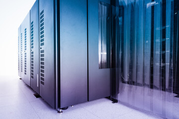 server cabinets inside data center room