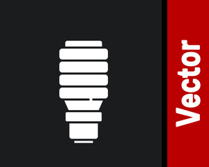 White LED light bulb icon isolated on black background. Economical LED illuminated lightbulb. Save energy lamp. Vector.