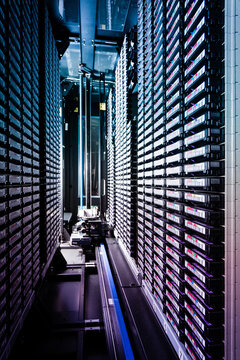 big data center storage with full of rack servers