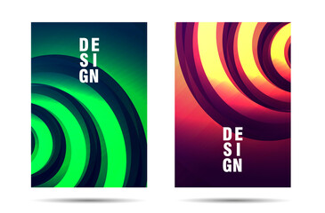 Set of cover design or poster banners with 3d circles forming texture, modern banner design