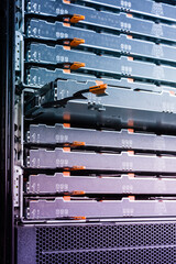 detail trays with hard drives inside data cloude center