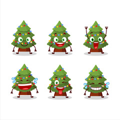 Cartoon character of green christmas tree with smile expression