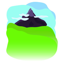 Vector  mountain landscape in a flat style. Vector mountains and fields 