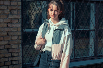Thoughtful serious young teenage girl