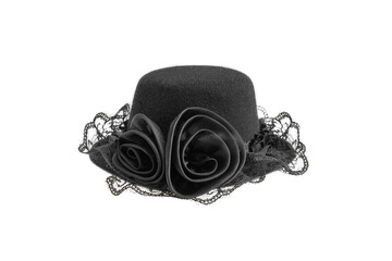 one black women's hat isolated on a white background
