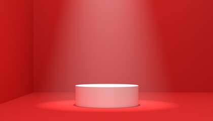 abstract blank podium in emty room with spotlight - 3D Illustration