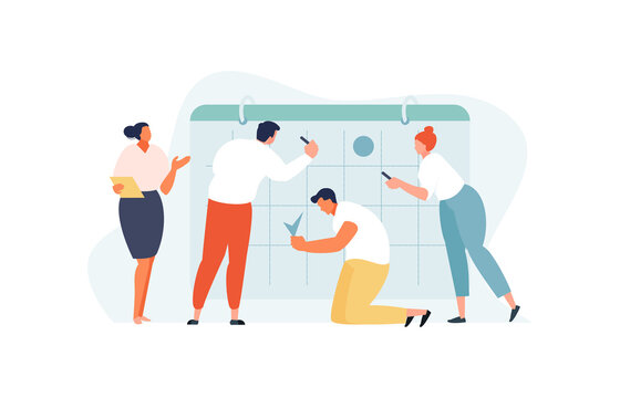 people planning calendar, flat style, teamwork clip art preview