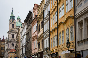 Fototapeta na wymiar Prague facades and bell tower