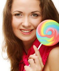 pretty woman with lollipop.